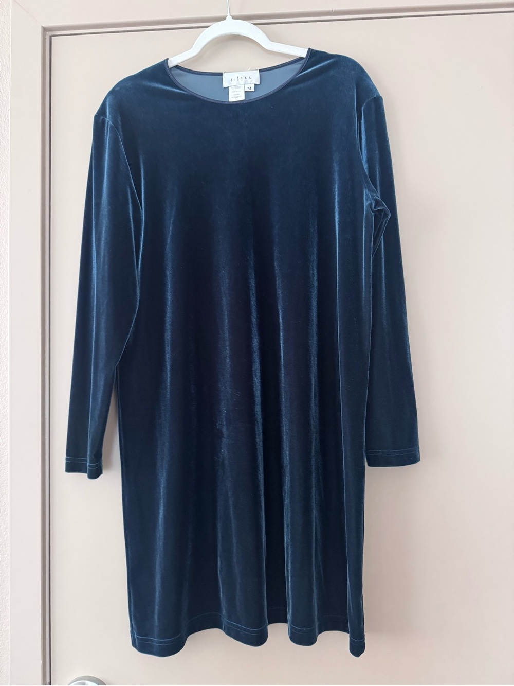 J. Jill Velvet 3/4th Sleeve Shift Dress in Deep Teal